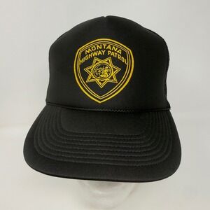 Cobra Caps Montana Highway Patrol Trucker Hat Black Snapback Mesh Cap Mens OSFA